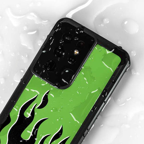 Green Flames Galaxy S24 Ultra Waterproof Case