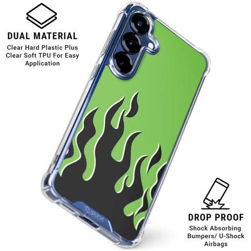 Green Flames Galaxy S25 Plus Clear Case
