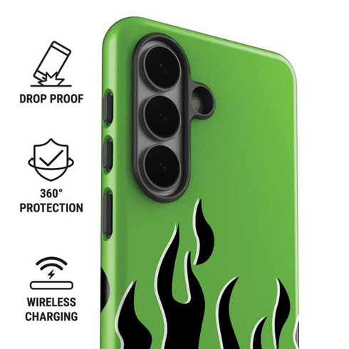 Green Flames Galaxy S26 Plus Impact Case