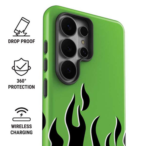Green Flames Galaxy S26 Ultra Impact Case
