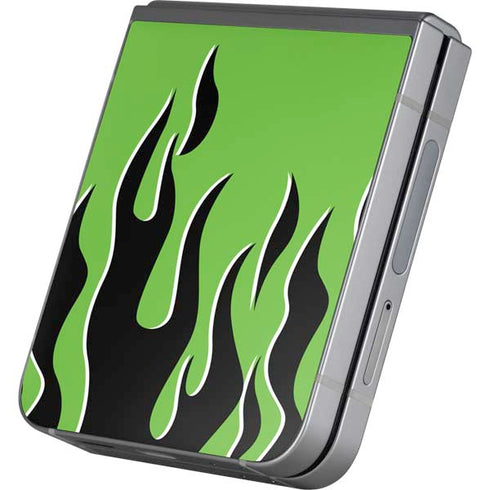 Green Flames Galaxy Z Flip6 Skin
