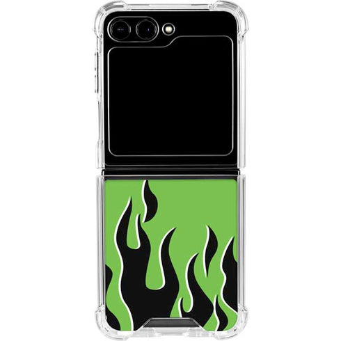 Green Flames Galaxy Z Flip6 Clear Case