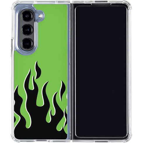 Green Flames Galaxy Z Fold5 5G Clear Case