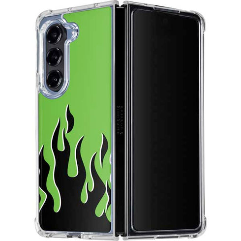 Green Flames Galaxy Z Fold5 5G Clear Case