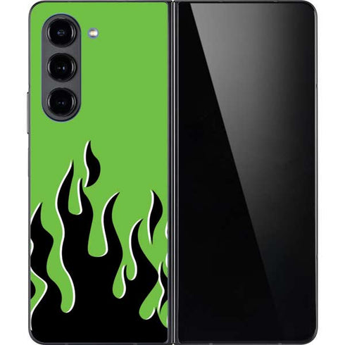 Green Flames Galaxy Z Fold5 5G Skin