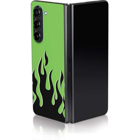 Green Flames Galaxy Z Fold5 5G Skin