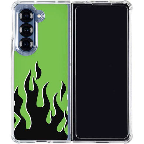 Green Flames Galaxy Z Fold6 Clear Case