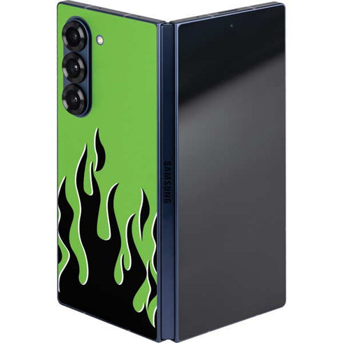 Green Flames Galaxy Z Fold6 Skin