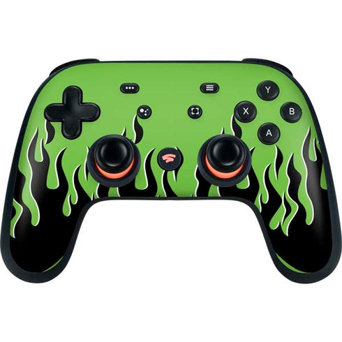 Green Flames Google Stadia Controller Skin