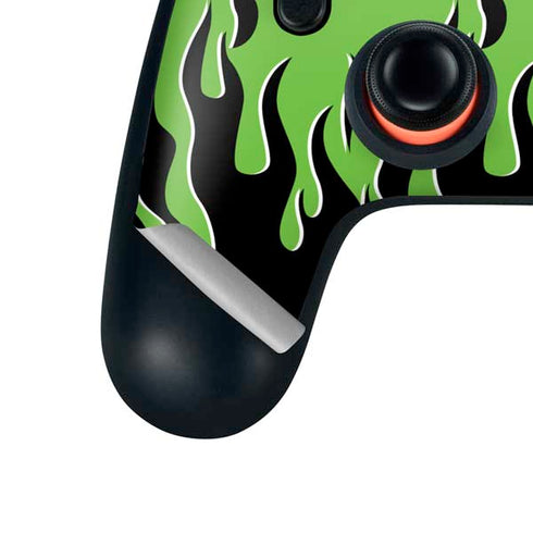 Green Flames Google Stadia Controller Skin
