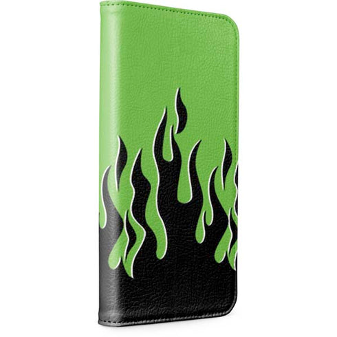Green Flames iPhone 15 Pro Folio Case