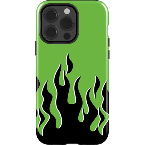 Green Flames iPhone 15 Pro Impact Case