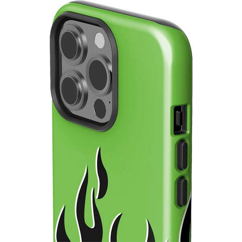 Green Flames iPhone 15 Pro Impact Case
