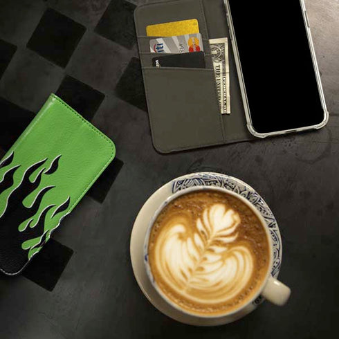 Green Flames iPhone 15 Pro Max Folio Case