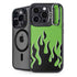 Green Flames iPhone 15 Pro Max Kickstand Case