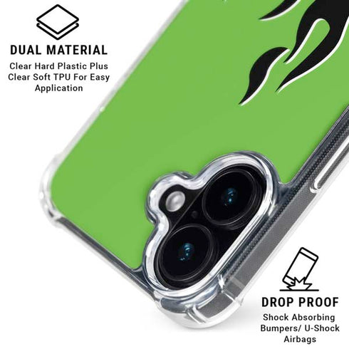 Green Flames iPhone 16 Clear Case