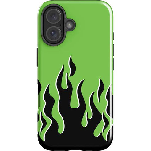Green Flames iPhone 16 Plus Impact Case