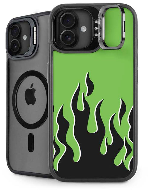 Green Flames iPhone 16 Plus Kickstand Case