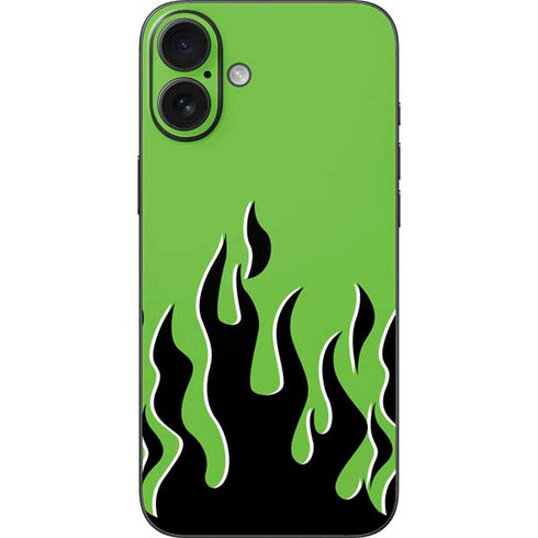Green Flames iPhone 16 Plus Skin