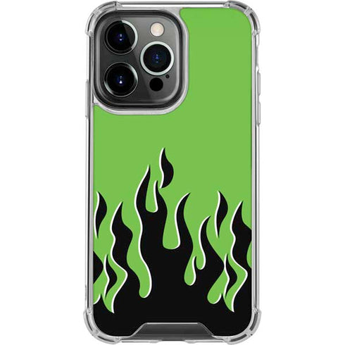 Green Flames iPhone 16 Pro Clear Case