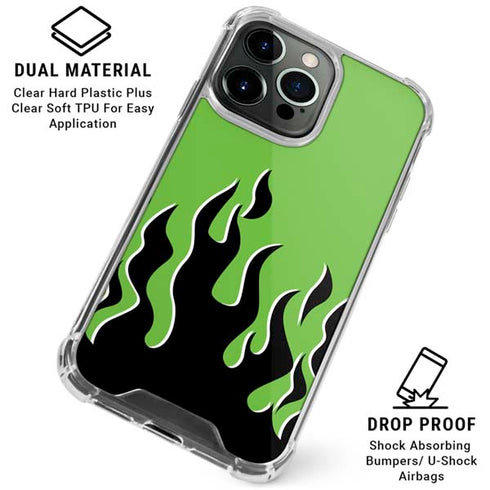 Green Flames iPhone 16 Pro Clear Case