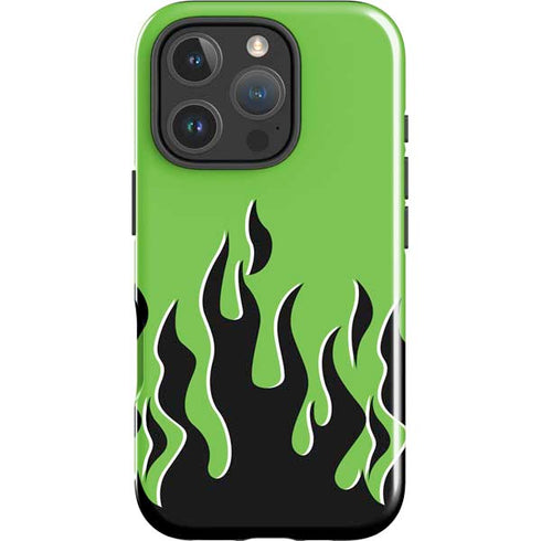 Green Flames iPhone 16 Pro Impact Case