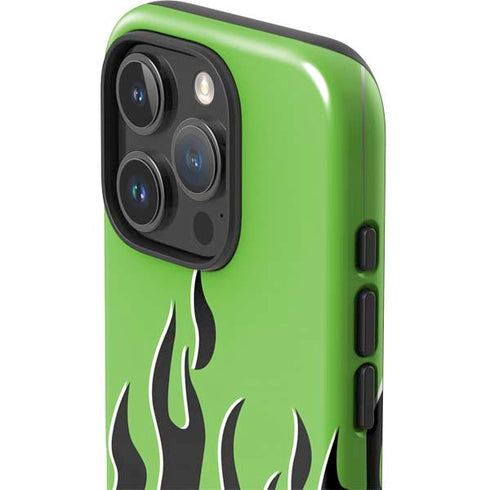 Green Flames iPhone 16 Pro Max Impact Case