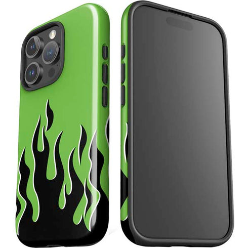 Green Flames iPhone 16 Pro Max Impact Case