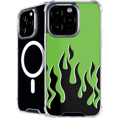 Green Flames iPhone 16 Pro Max MagSafe Case