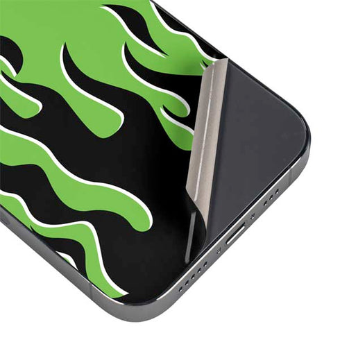 Green Flames iPhone 16 Pro Skin