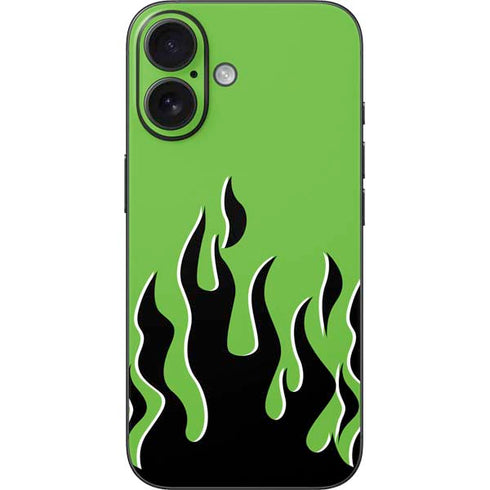 Green Flames iPhone 16 Skin