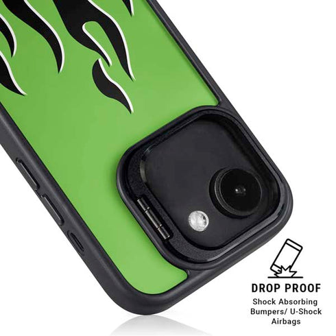 Green Flames iPhone 16e Kickstand Case