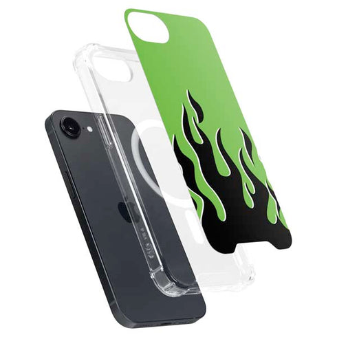 Green Flames iPhone 16e MagSafe Case