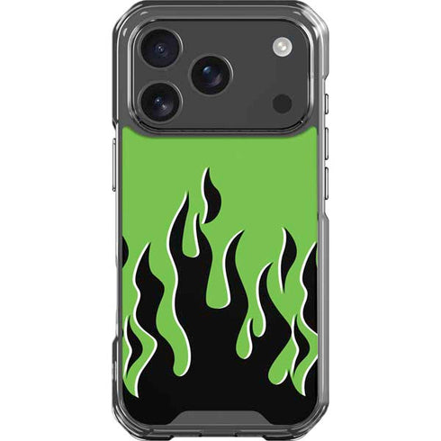 Green Flames iPhone 18 Pro Clear Case