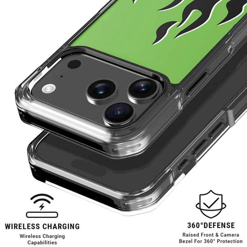 Green Flames iPhone 18 Pro Clear Case