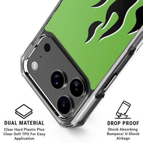 Green Flames iPhone 18 Pro Clear Case