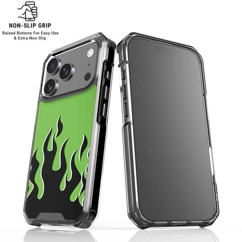 Green Flames iPhone 18 Pro Clear Case
