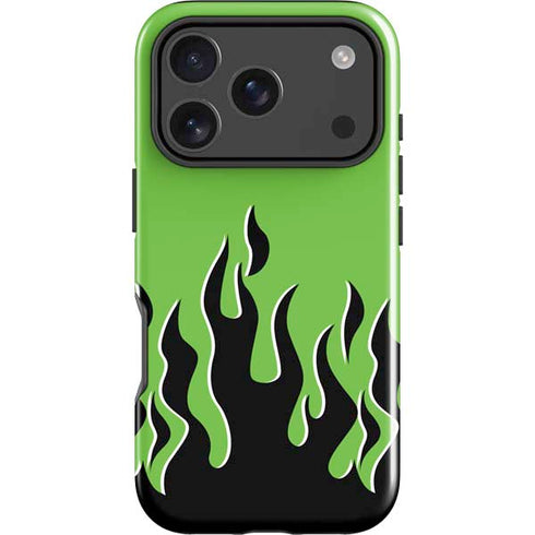 Green Flames iPhone 18 Pro Max Impact Case