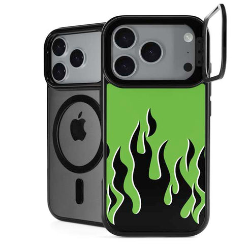 Green Flames iPhone 18 Pro Max Kickstand Case