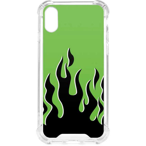 Green Flames iPhone XS Clear Case