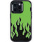Green Flames Otterbox Defender iPhone Skin