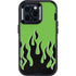 Green Flames Otterbox Defender iPhone Skin