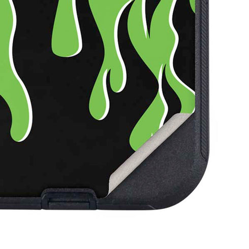 Green Flames Otterbox Defender iPhone Skin
