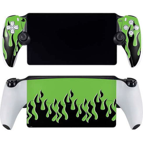 Green Flames PlayStation Portal Remote Player Skin