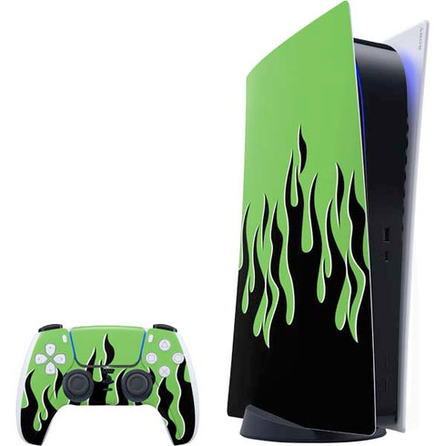 Green Flames PlayStation PS5 Skins