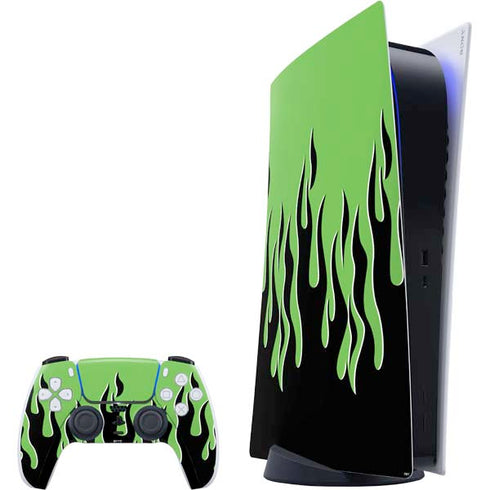 Green Flames PlayStation PS5 Skins