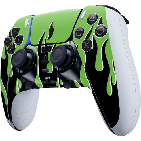 Green Flames PS5 DualSense Edge Pro Controller Skin