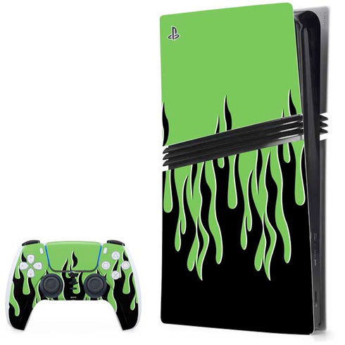 Green Flames PS5 Pro Bundle Skin