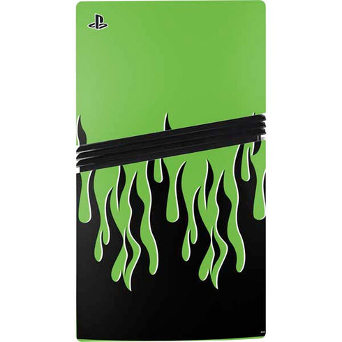Green Flames PS5 Pro Console Skin