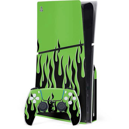 Green Flames PlayStation PS5 Skins